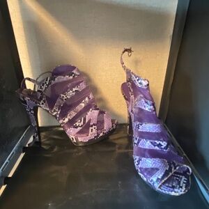 Purple snake skin & sheer heels